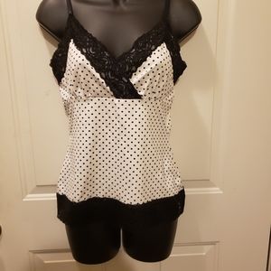 Polka Dot and Lace Camisole Tank Top